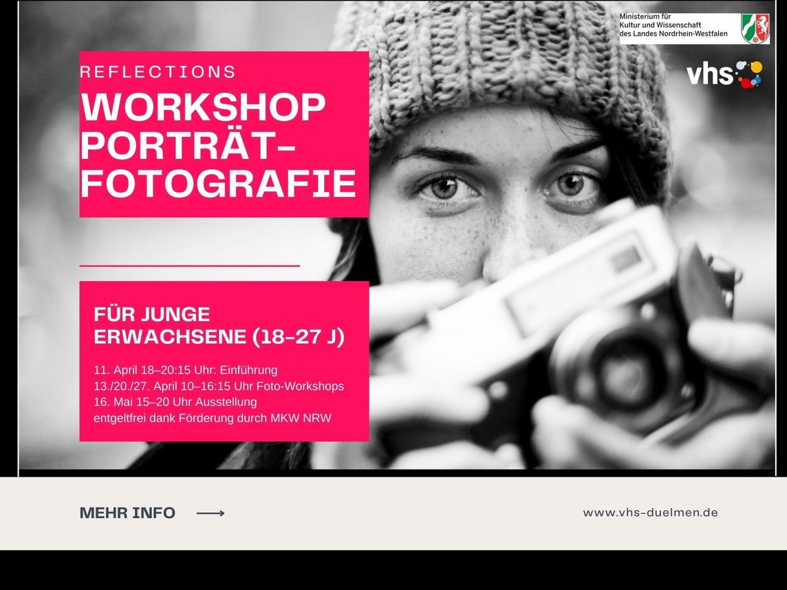 Flyer Workshop Porträtfotografie für junge Erwachsene
